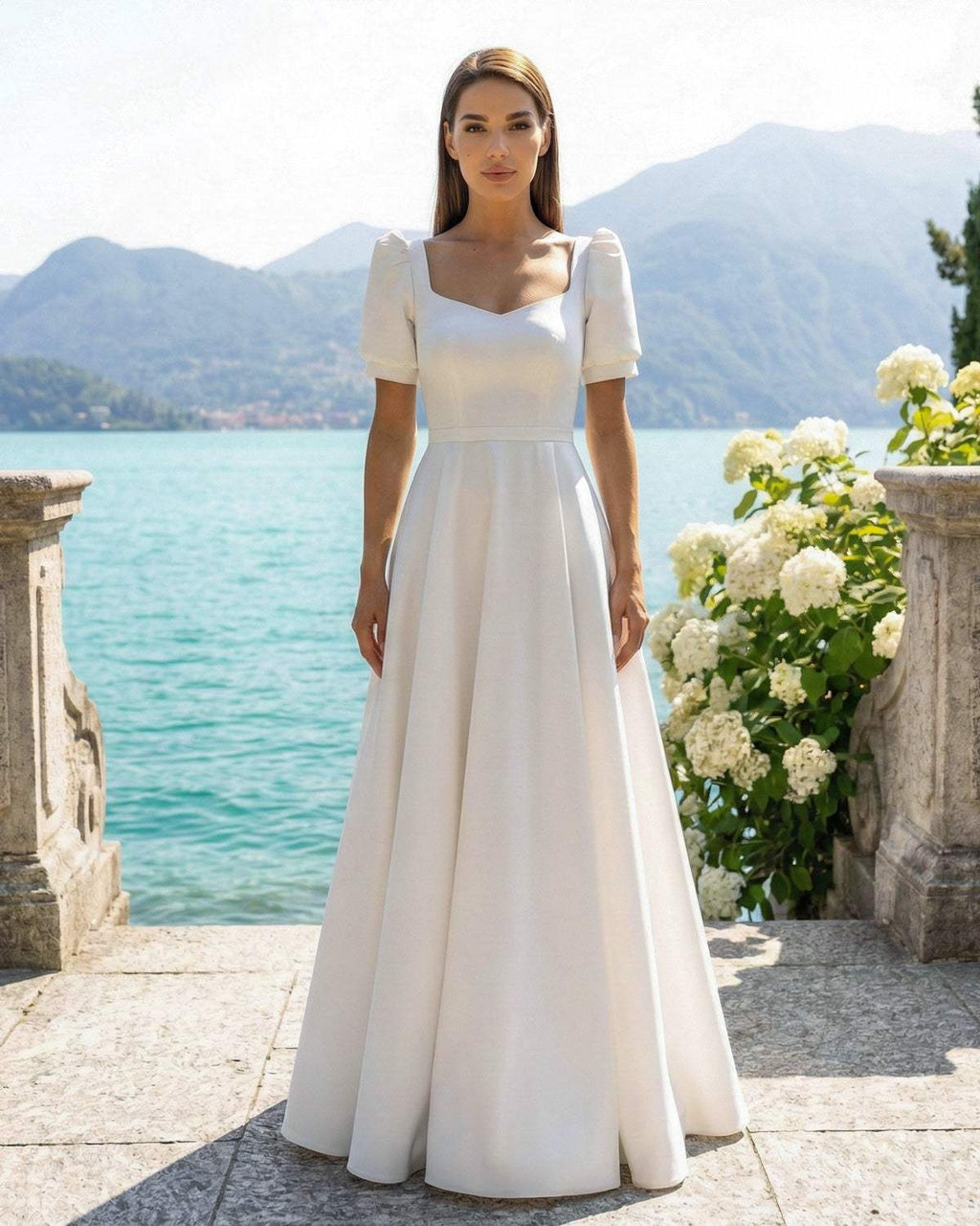 Robe de mariée simple et élégante à manches