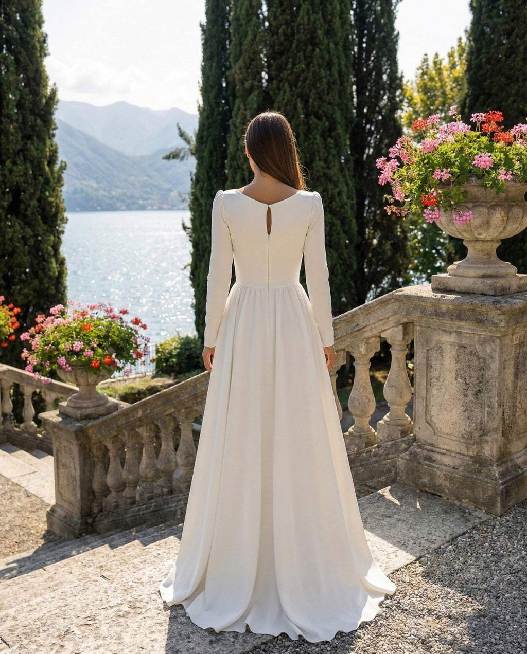 Robe de mariée trapèze simple et élégante