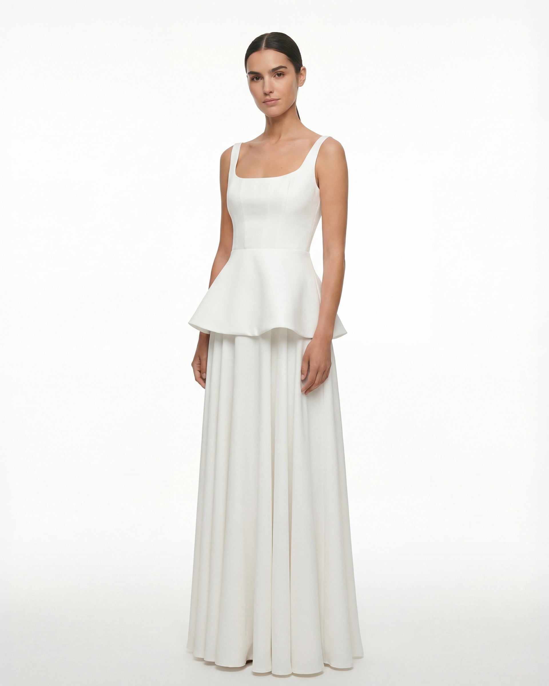 Robe de mariée avec péplum amovible