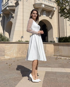 Robe midi blanche pour fêtes, mariages civils
