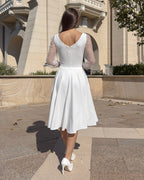 Robe midi blanche pour fêtes, mariages civils
