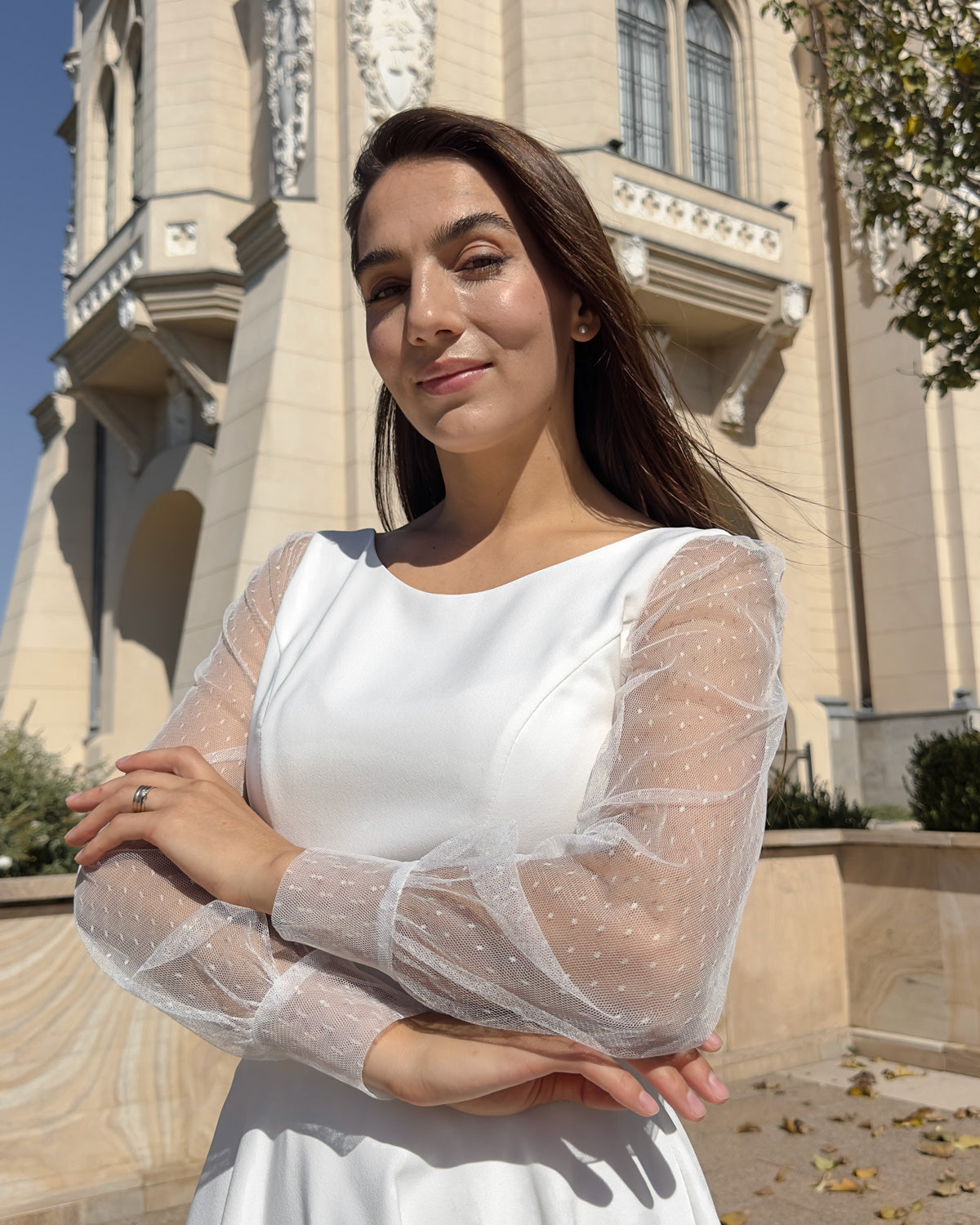 Robe midi blanche pour fêtes, mariages civils