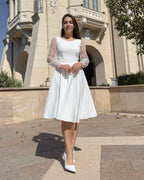 Robe midi blanche pour fêtes, mariages civils