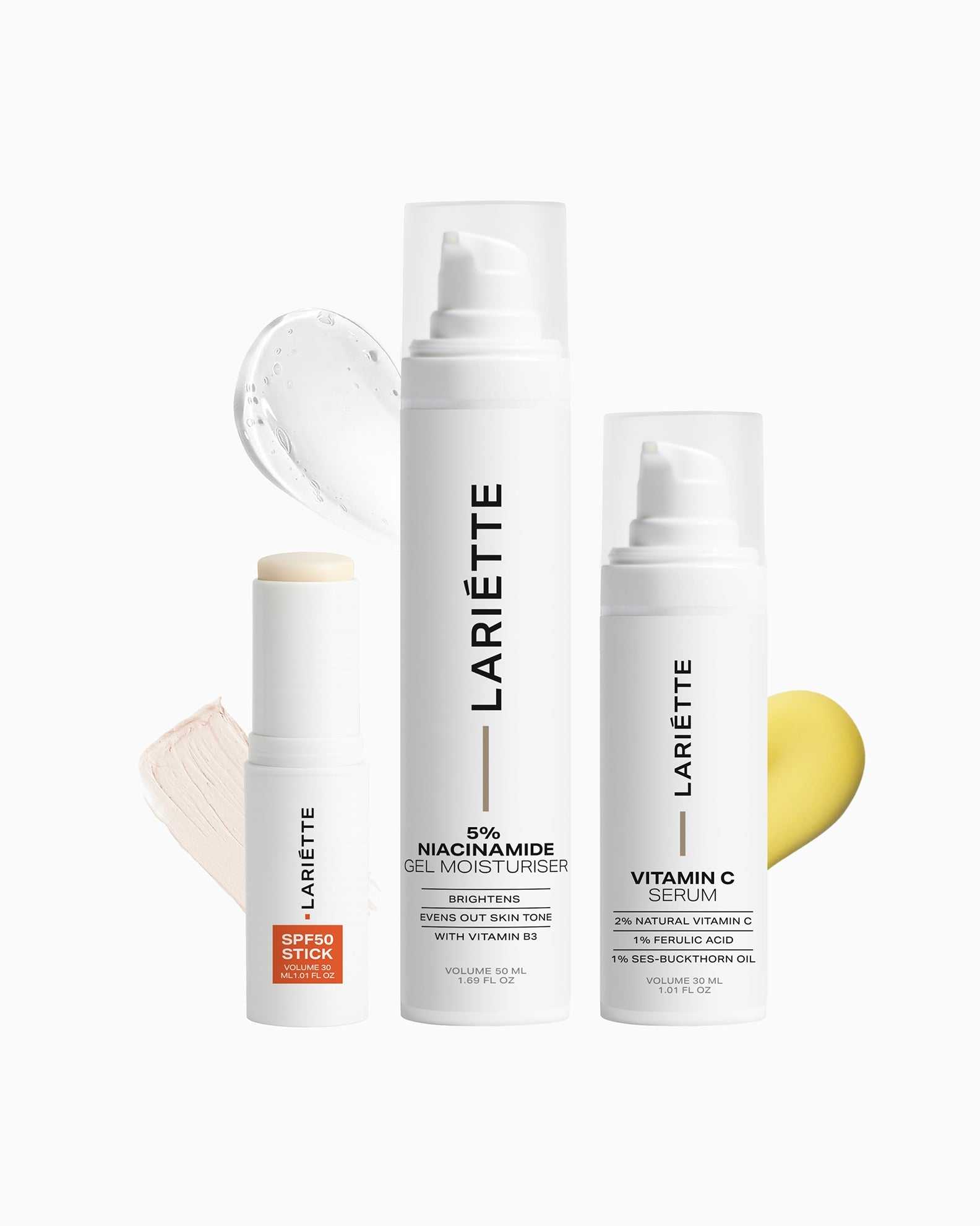 Lariette skincare Set niacinamide si ser vitamina c si spf50